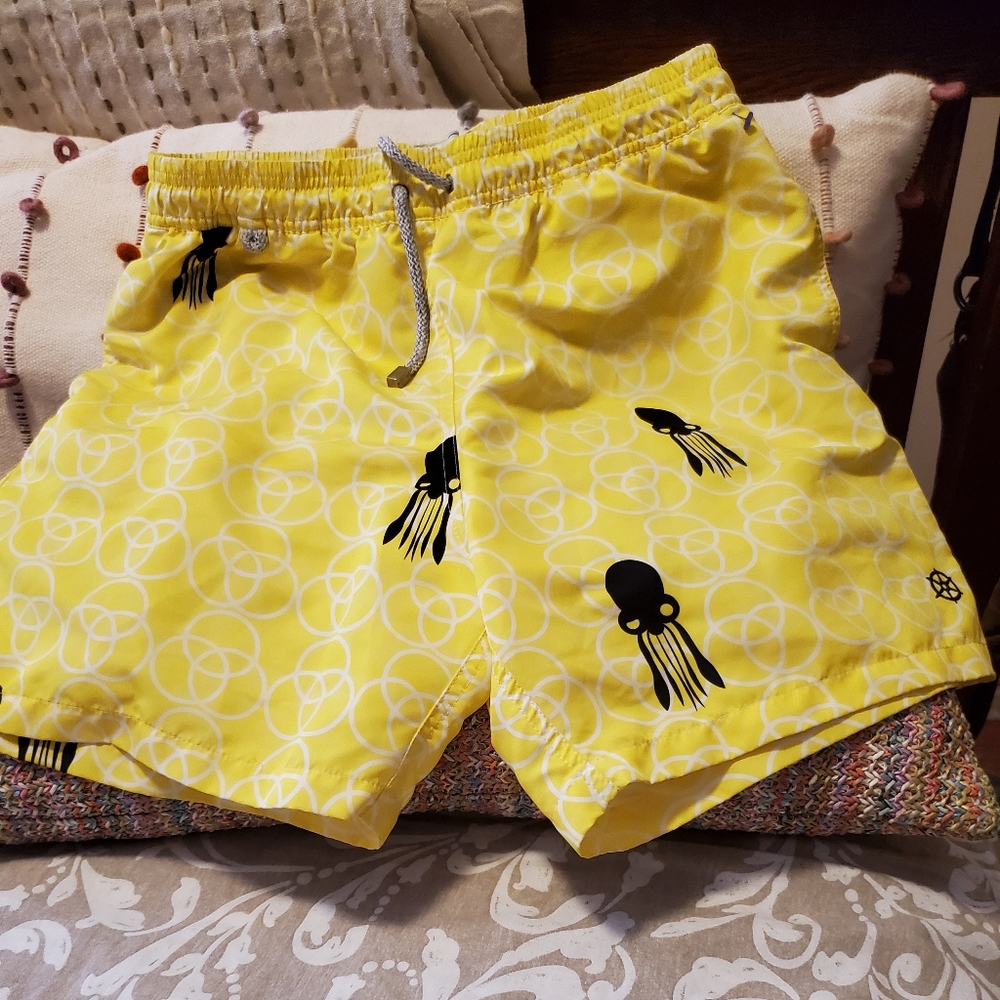 Spiaggia Boys swim trunks XL yellow/black print